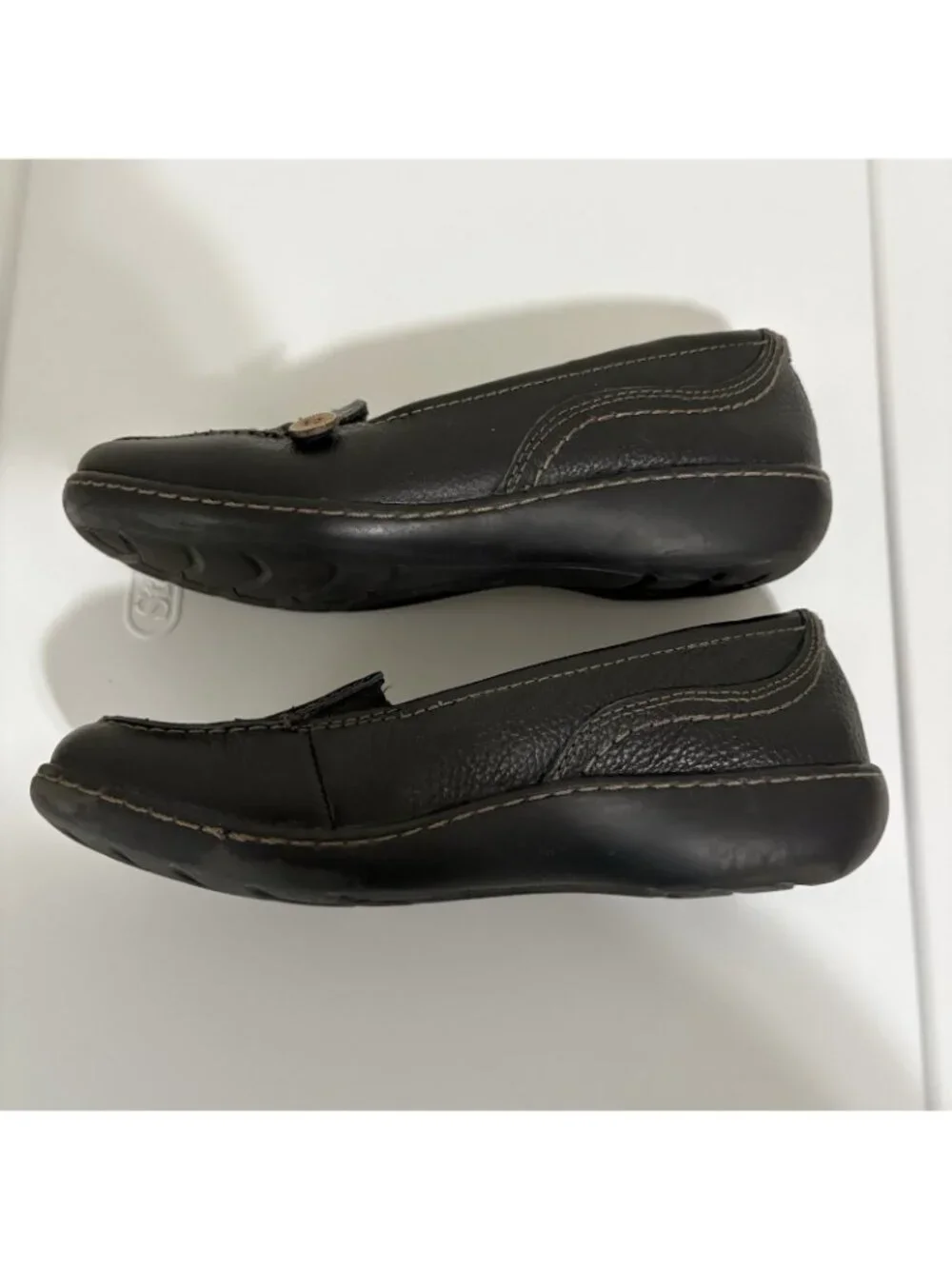 Clarks Black Button Accent Slip On Loafers